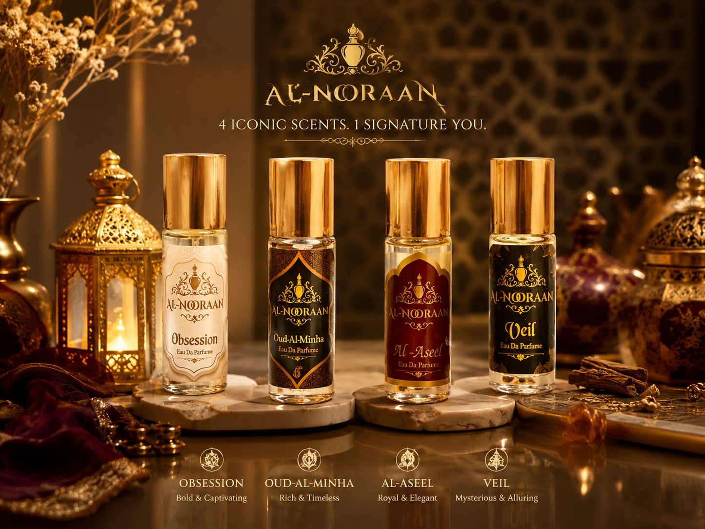 Al-Nooraan Perfume Gift Set 4 Pcs Premium Perfume Spray